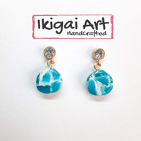 Pendientes Fantasy Aguamarina con Base Dorada y Strass