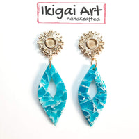 Pendientes Fantasy Aguamarina con Base Dorada