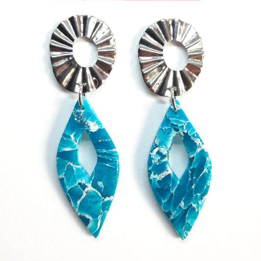 Pendientes Fantasy Aguamarina con Base Acero