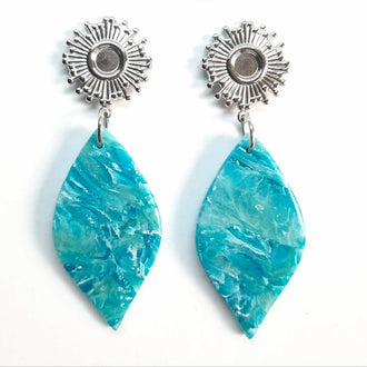 Pendientes Fantasy Aguamarina con Base Acero