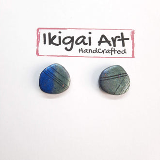 Pendientes Botón Fantasy Labradorita Violeta