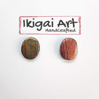 Pendientes Botón Ovalado Labradorita Violeta