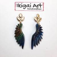 Pendientes Alas Labradorita Azul con Base Dorada