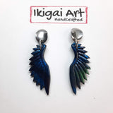 Pendientes Alas Labradorita Azul con Base Acero