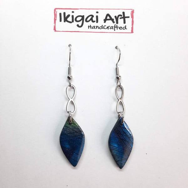 Pendientes Fantasy Labradorita Azul con Gancho Acero