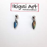 Pendientes Fantasy Labradorita Azul con Base Acero