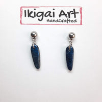 Pendientes Fantasy Labradorita Azul con Base Acero