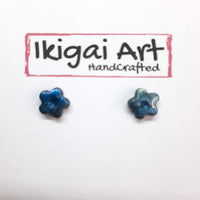 Pendientes Botón Flor Labradorita Azul