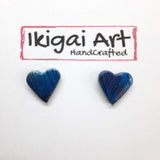 Pendientes Botón Corazón Labradorita Azul