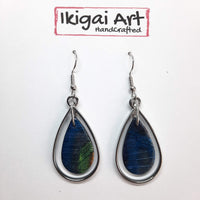 Pendientes Gota Labradorita Azul con Gancho Acero