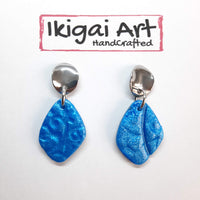 Pendientes Fantasy Azul con Base Acero