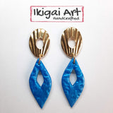 Pendientes Fantasy Azul con Base Dorada