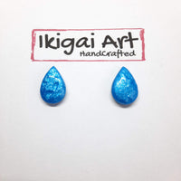 Pendientes Botón Gota Azul