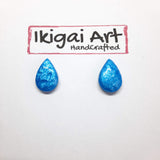 Pendientes Botón Gota Azul