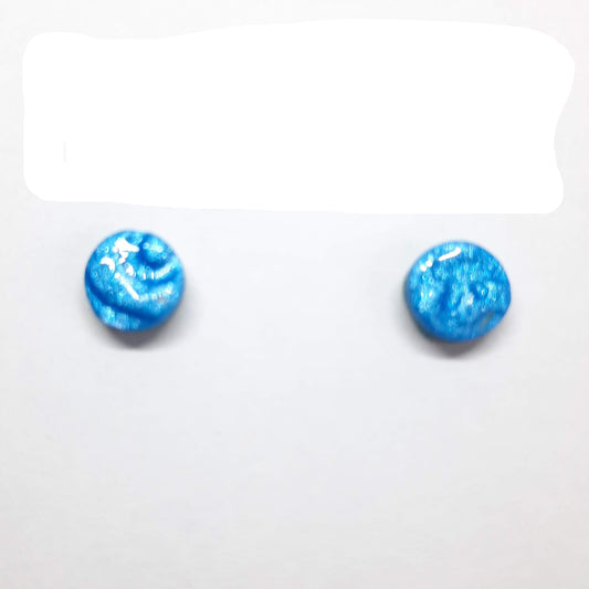Pendientes Botón Redondo Pequeño Azul
