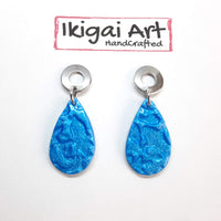 Pendientes Gota Azul con Base Acero