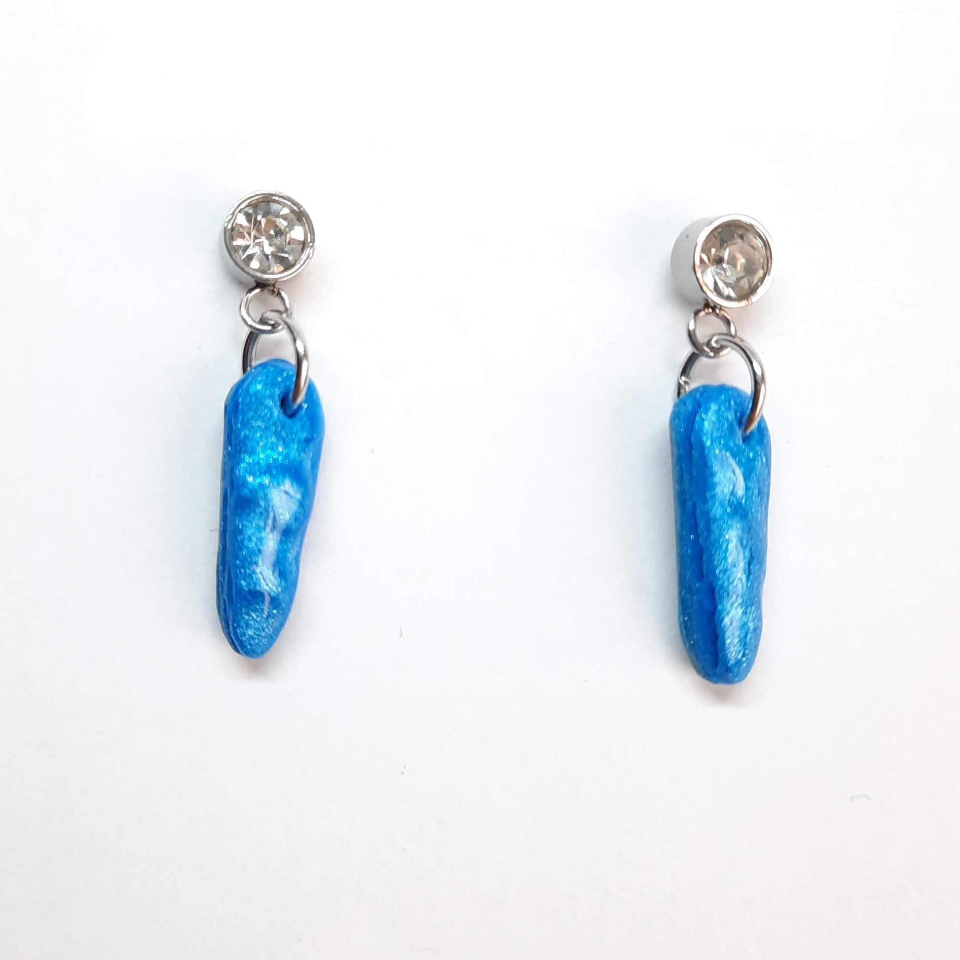 Pendientes Fantasy Azul con Base Acero y Strass