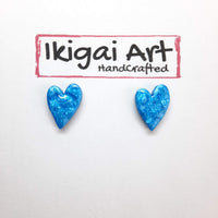 Pendientes Botón Corazón Azul