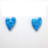 Pendientes Botón Corazón Azul