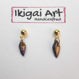 Pendientes Fantasy Labradorita Violeta con Base Dorada