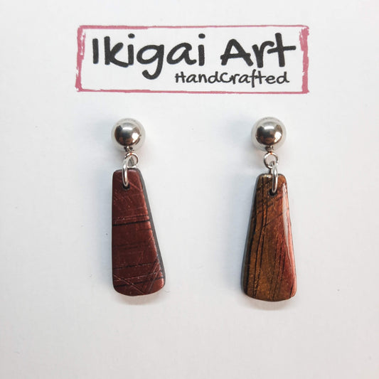 Pendientes Trapecio Labradorita Violeta con Base Acero