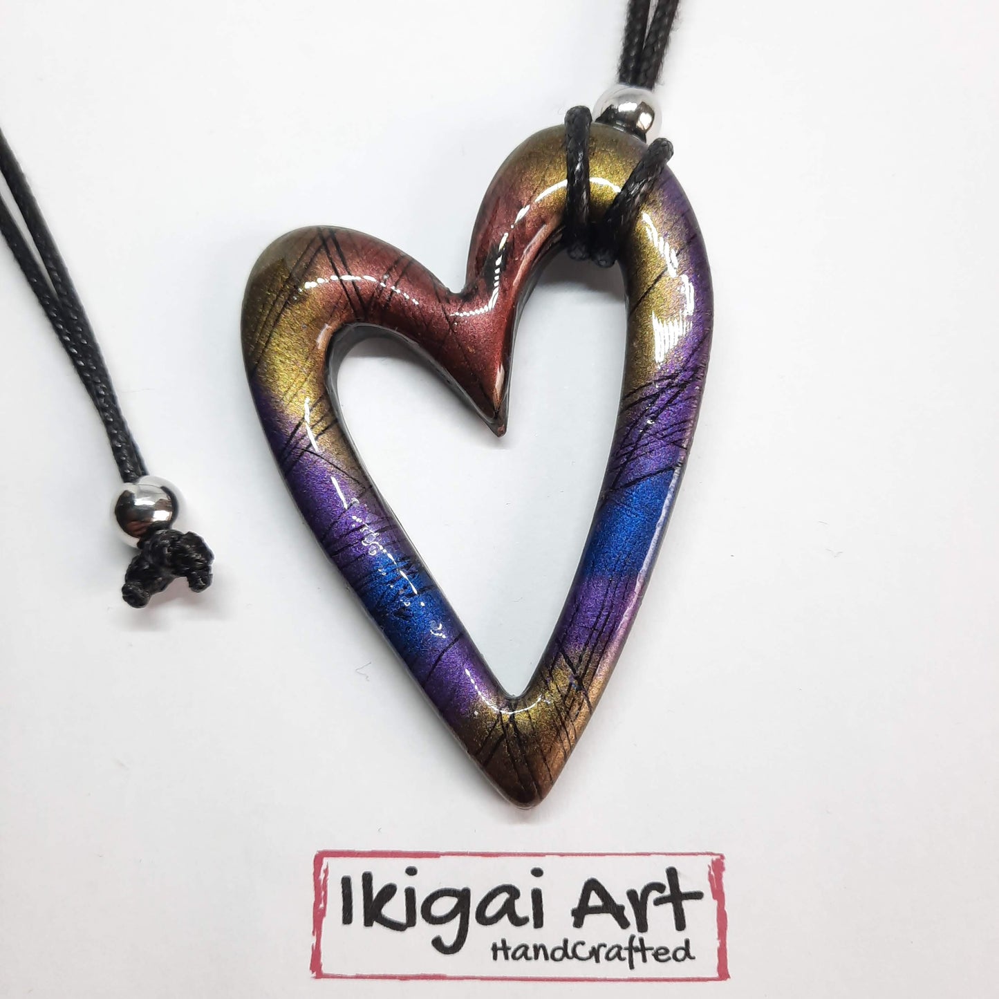 Colgante Corazón Grande Labradorita Violeta