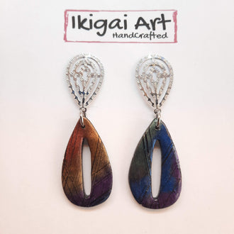 Pendientes Fantasy Labradorita Violeta con Base Acero