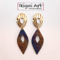 Pendientes Fantasy Labradorita Violeta con Base Dorada