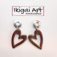 Pendientes Corazón Labradorita Violeta con Base Acero