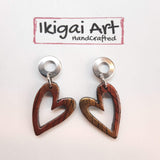 Pendientes Corazón Labradorita Violeta con Base Acero