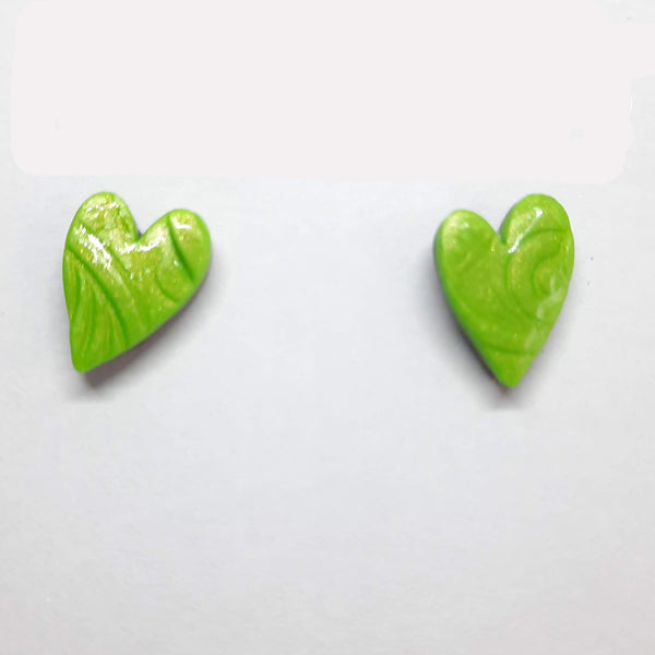 Pendientes Botón Corazón Verde