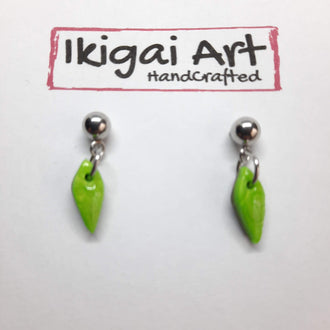 Pendientes Fantasy Verde con Base Acero