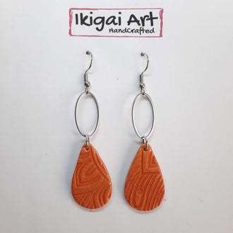 Pendientes Gota Grande Herrumbre con Ganchos Acero