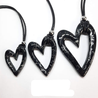 Colgante Corazón Negro Mármol