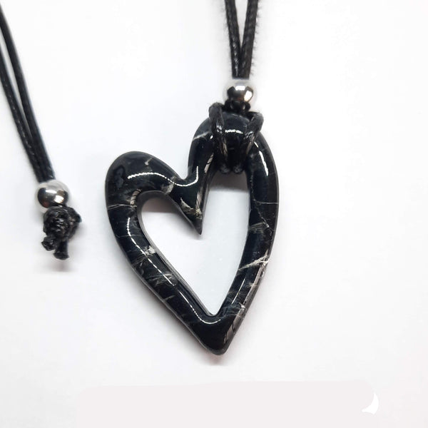Colgante Corazón Pequeño Negro Mármol