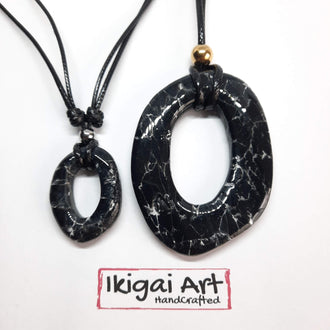 Colgante Ovalado Negro Mármol