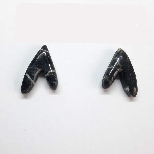 Pendientes Botón Fantasy Negro Mármol