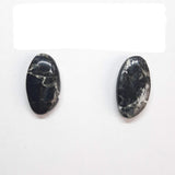 Pendientes Botón Ovalado Negro Mármol