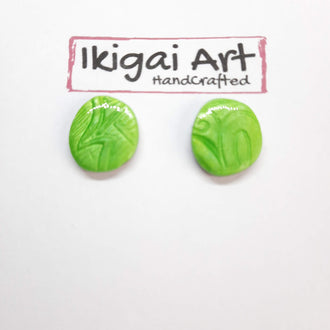 Pendientes Botón Ovalado Verde