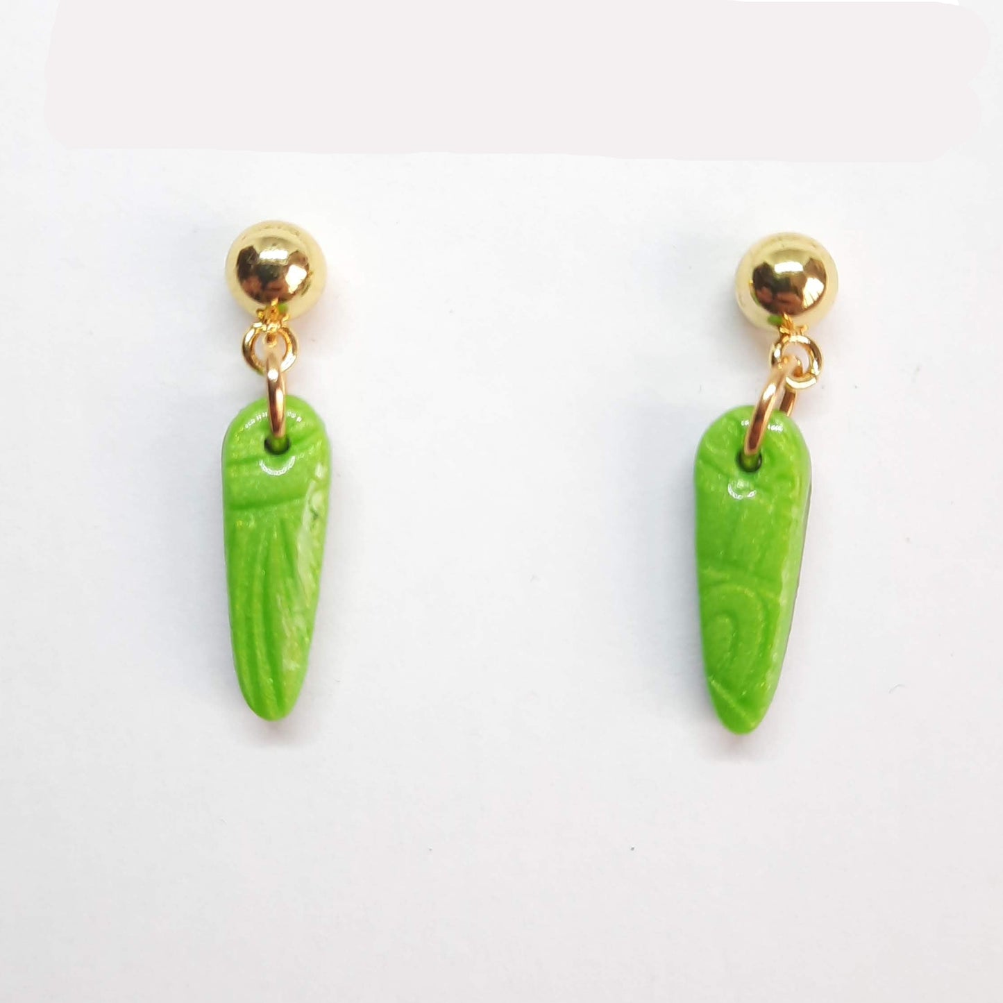 Pendientes Fantasy Verde con Base Dorada