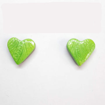 Pendientes Botón Corazón Verde