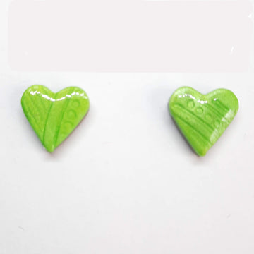 Pendientes Botón Corazón Verde