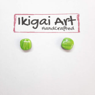 Pendientes Botón Cuadrado Redondeado Verde