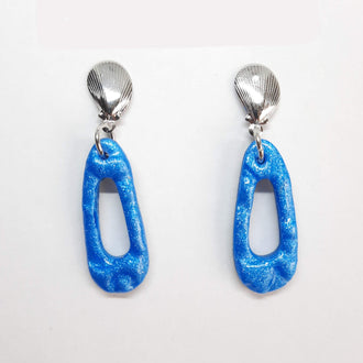 Pendientes Fantasy Pequeño Azul con Base Acero