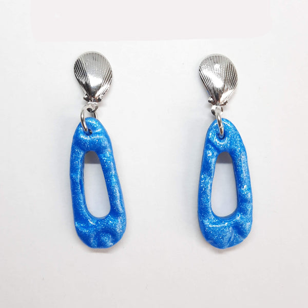 Pendientes Fantasy Pequeño Azul con Base Acero