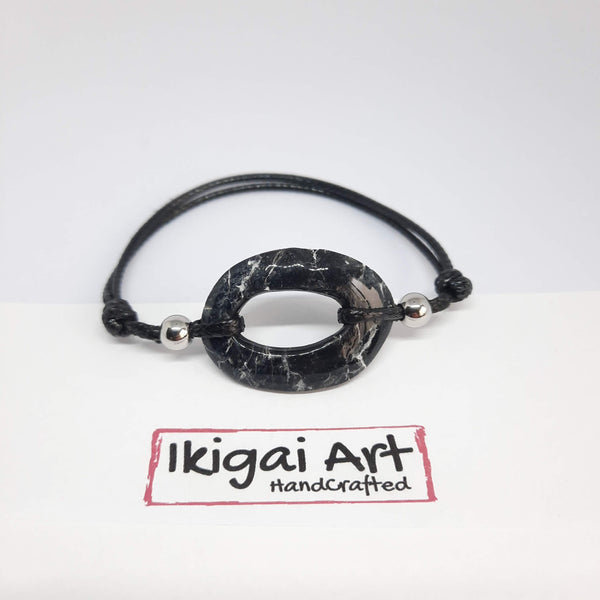 Pulsera Ovalada Negro Mármol