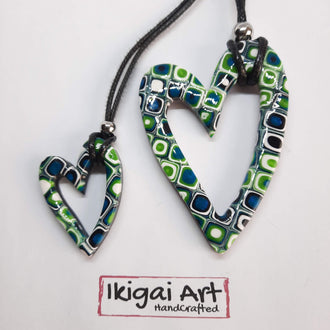 Colgante Corazón Verde Blanco