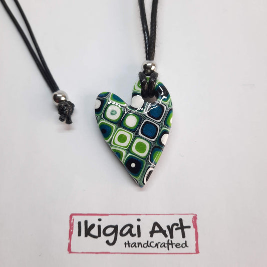 Colgante Corazón Pequeño Verde Blanco