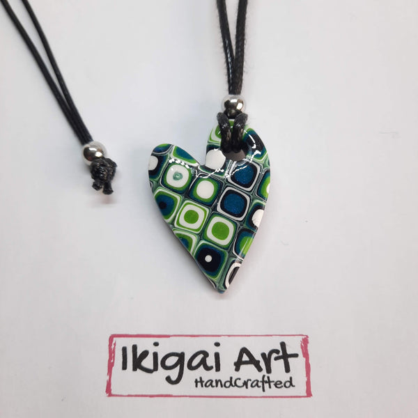 Colgante Corazón Pequeño Verde Blanco