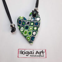 Colgante Corazón Mediano Verde Blanco
